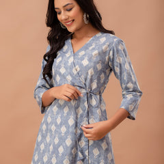 Ethnic Motifs Printed Gathers Cotton Tunic