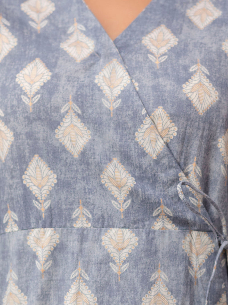 Ethnic Motifs Printed Gathers Cotton Tunic