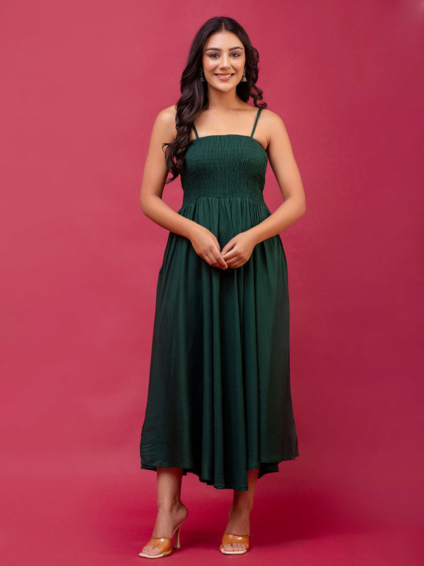 RAYON NOODLE STRAP FULL DRESS