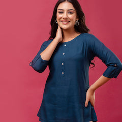 Feranoid Plain Short Kurti Rayon Sia