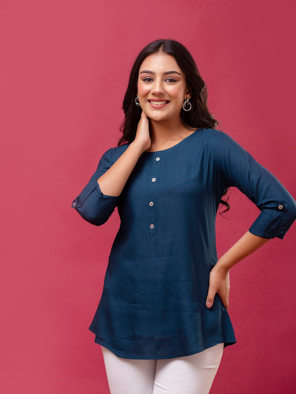 Feranoid Plain Short Kurti Rayon Sia