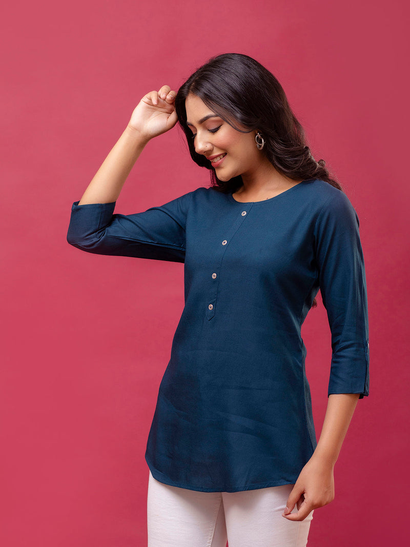 Feranoid Plain Short Kurti Rayon Sia