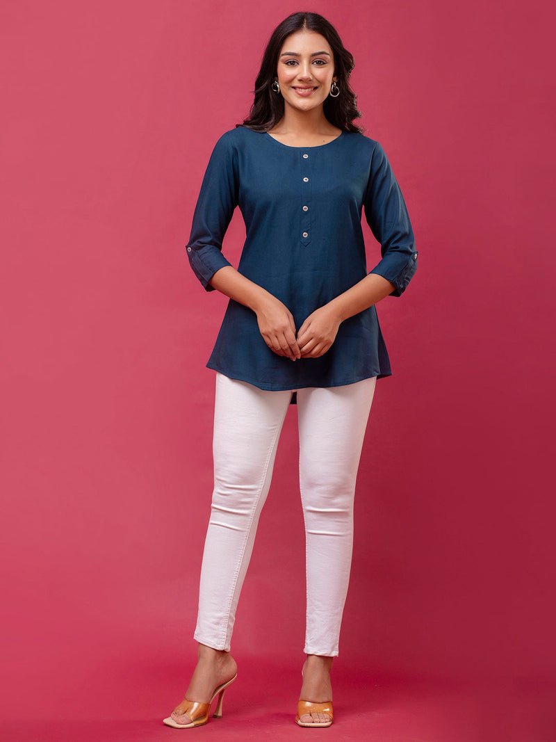 Feranoid Plain Short Kurti Rayon Sia