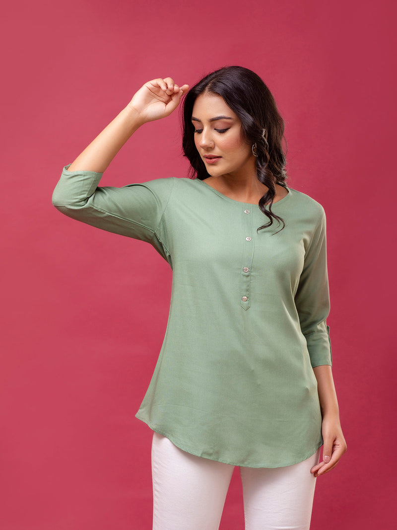 Feranoid Plain Short Kurti Rayon Sia