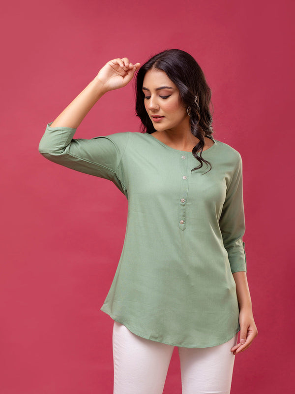 Feranoid Plain Short Kurti Rayon Sia