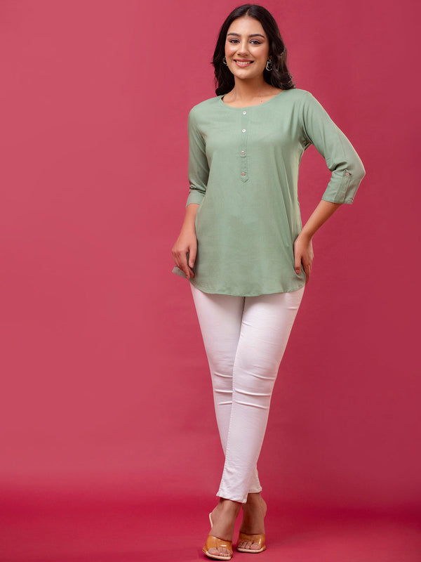 Feranoid Plain Short Kurti Rayon Sia