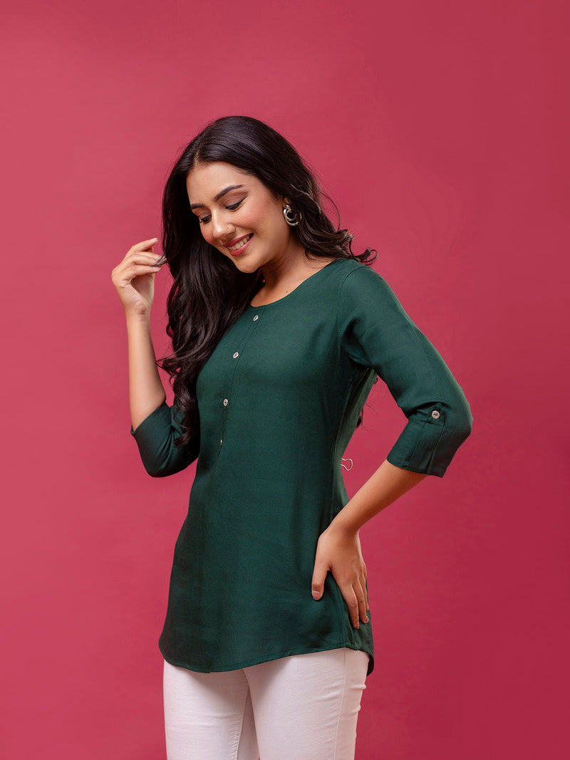 Feranoid Plain short kurti Rayon Sia