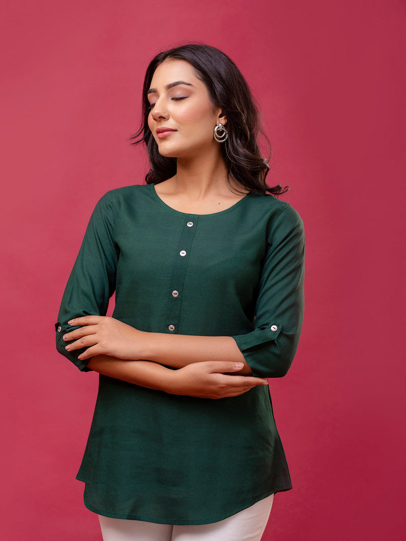 Feranoid Plain short kurti Rayon Sia