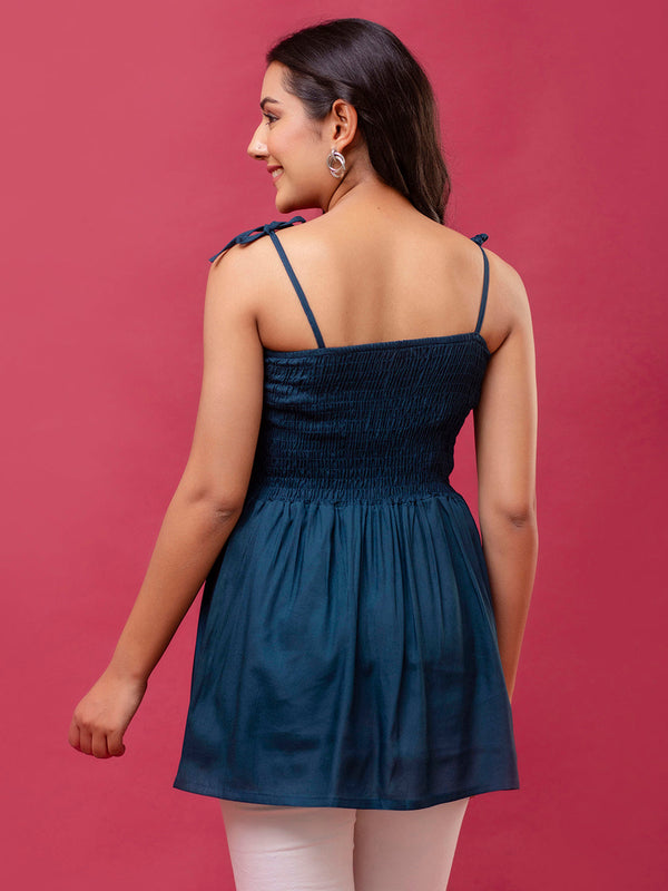 Feranoid Smocking Long Top Rayon