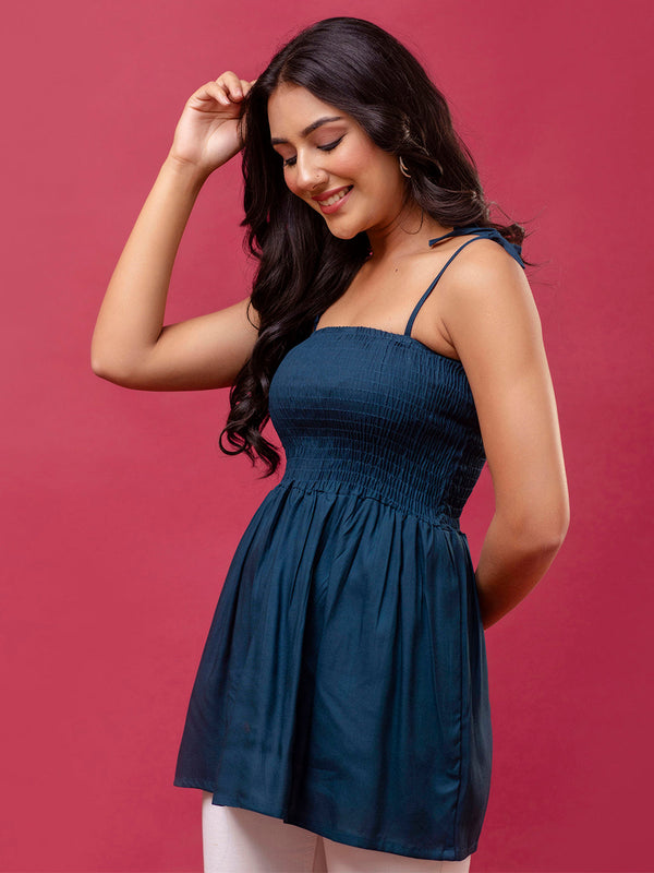 Feranoid Smocking Long Top Rayon