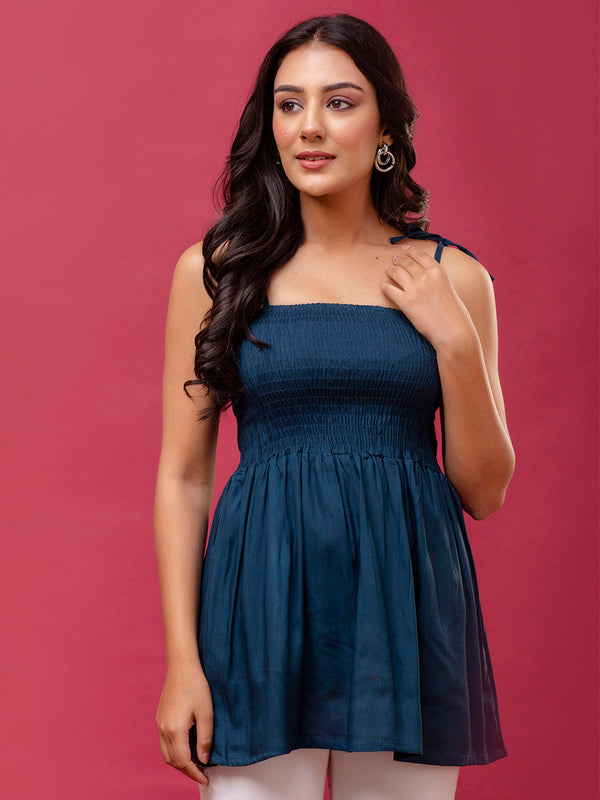 Feranoid Smocking Long Top Rayon