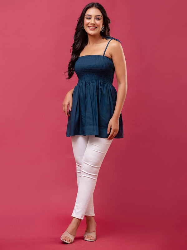 Feranoid Smocking Long Top Rayon