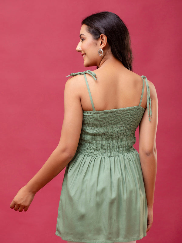 Feranoid Smocking Long Top Rayon