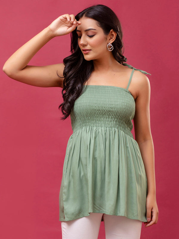 Feranoid Smocking Long Top Rayon