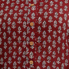 Women Maroon Cotton Printed Short Kurti