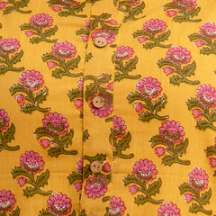 Women Yellow Cotton Printed Short Kurti