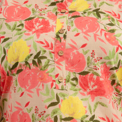 Women Beige Cotton Printed Short Kurti