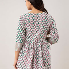 Women Collared Pattern Printed Flared Kurti