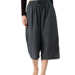Women's Culottes | Calf-Length Pants with Double Pockets & Elastic Waistband