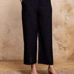 Graceful Rayon Embroidered Palazzos with Elegant Wide-Leg Fit