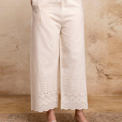 Women’s Cotton Embroidered Wide-Leg Palazzos | Soft, Breathable & Elegant