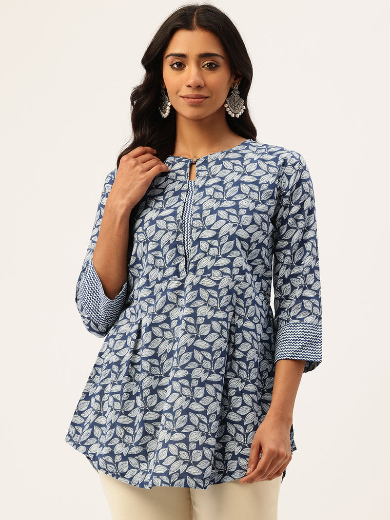Inner Yoke Short Kurti for Women - Button Detail & 3/4 Sleeves