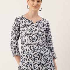 3/4 Sleeve Round Neck Vcut top Grey Colour