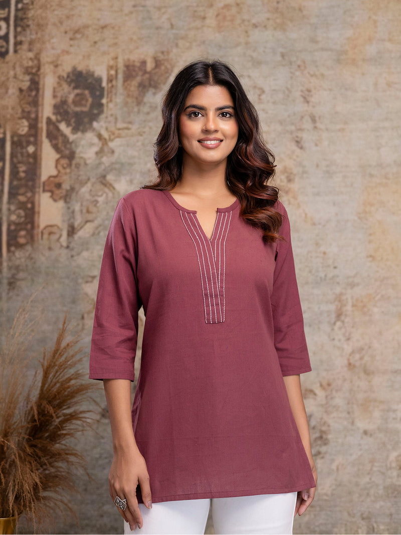 Elegant Short Kurti for Women – 3/4 Sleeves | Round Neck |