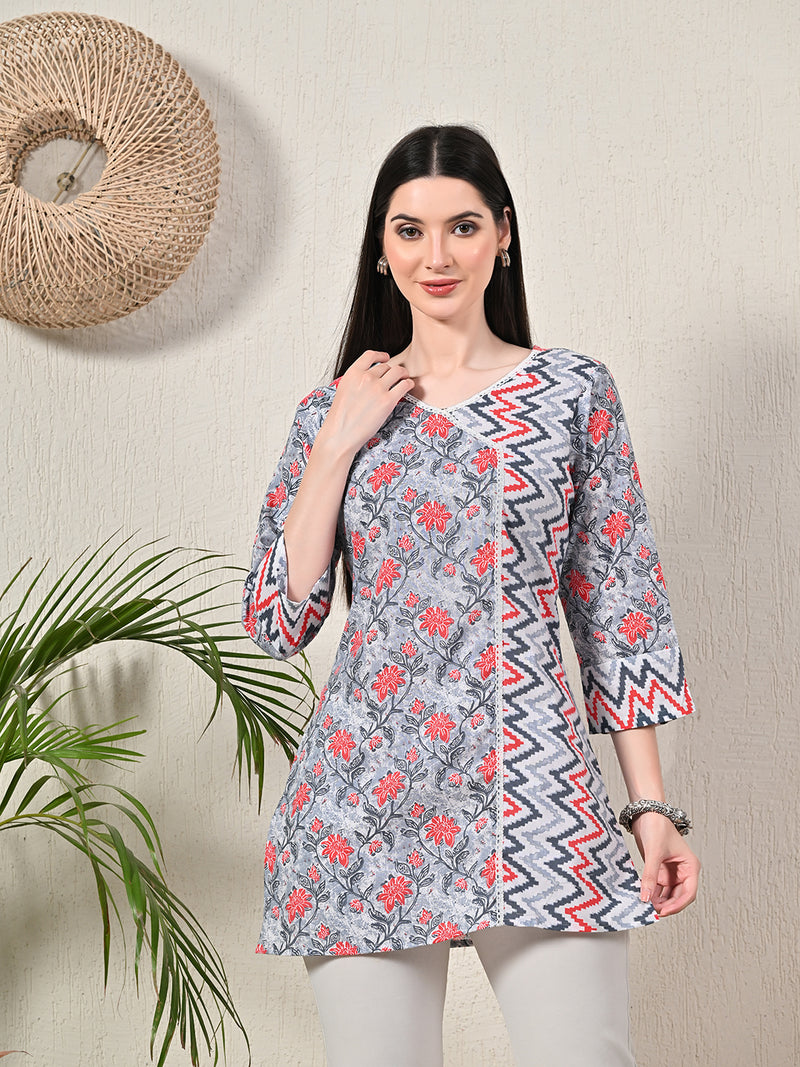 Graceful Wrap-Style Angrakha Cotton Kurti for Everyday Wear
