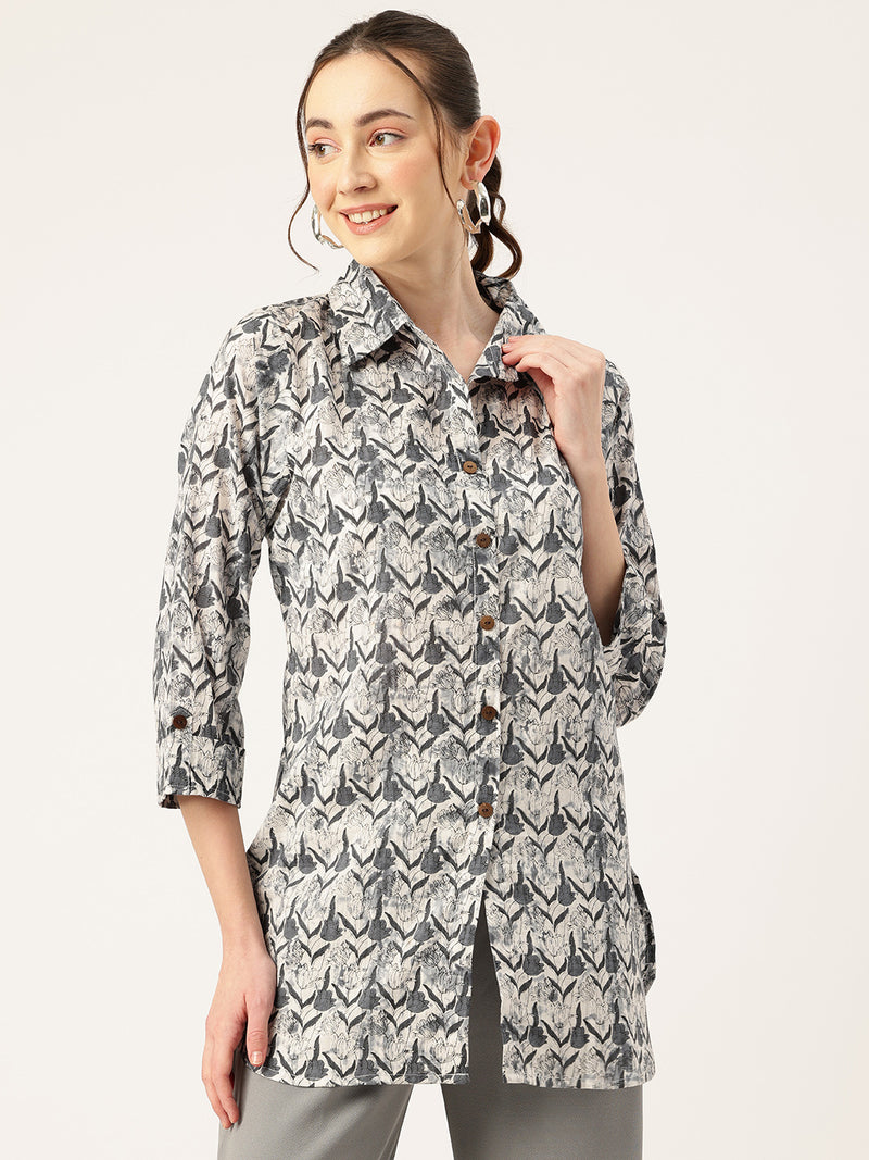 Versatile Collared top with 3/4 Sleeves for Women – Elegant & Casual