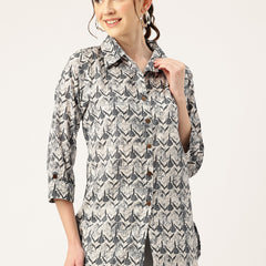 Versatile Collared top with 3/4 Sleeves for Women – Elegant & Casual