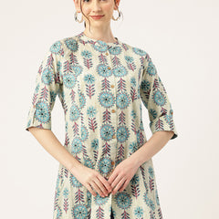 Printed Mandarin Collar top – Casual & Chic