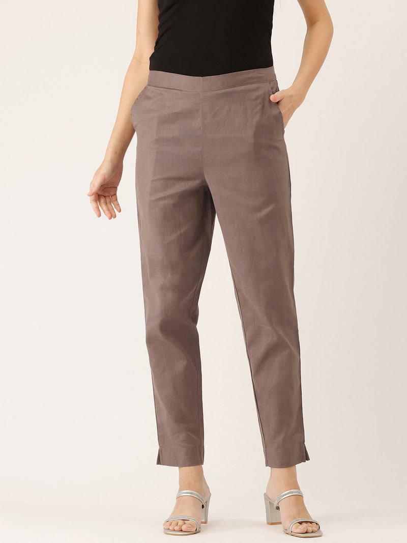 Cotton Pants - Double Pockets, Adjustable Waist, and Ankle-Length Fit
