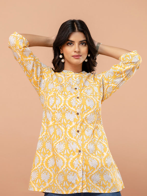 Elegant Mandarin Collar Printed Tunic – Stylish & Comfortable, Sizes