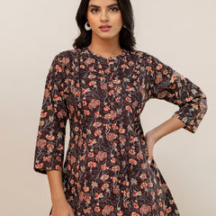 Elegant Mandarin Collar Printed Tunic – Stylish & Comfortable, Sizes
