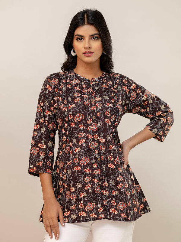 Elegant Mandarin Collar Printed Tunic – Stylish & Comfortable, Sizes