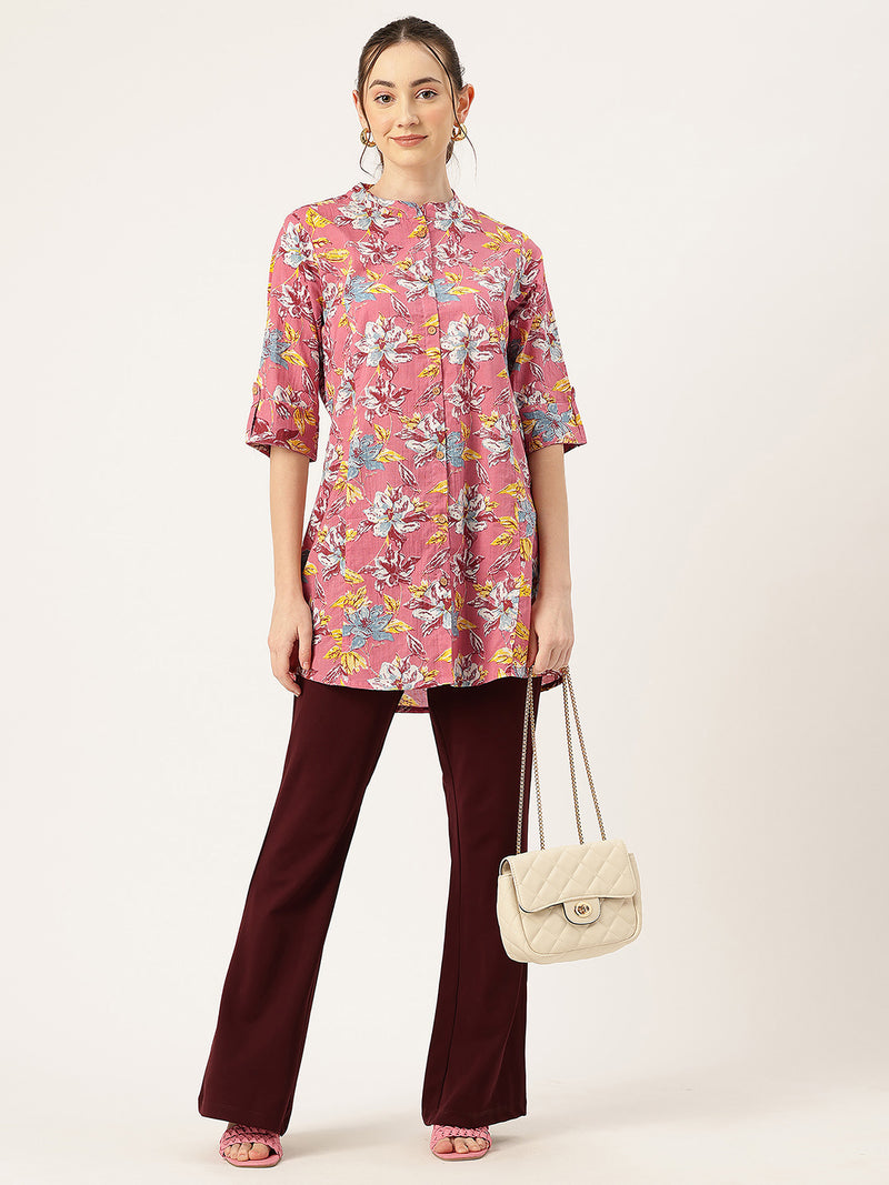 Printed Mandarin Collar top – Casual & Chic