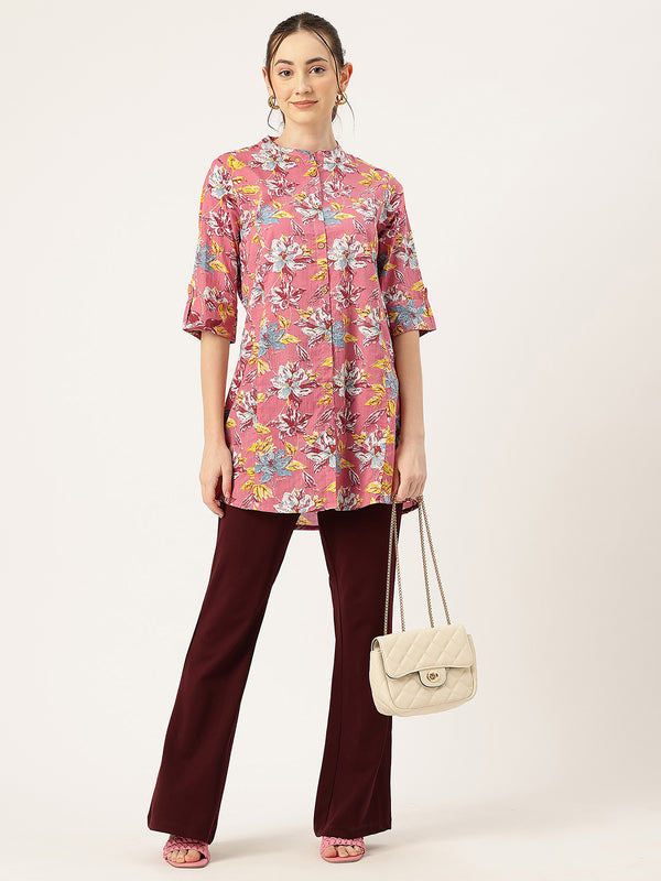 Printed Mandarin Collar top – Casual & Chic