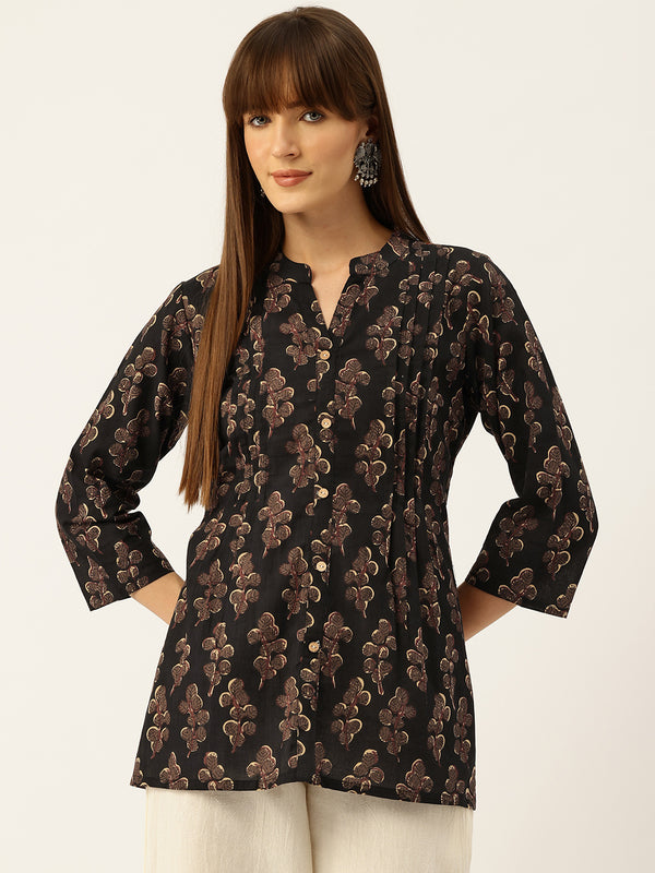 Elegant Mandarin Collar Printed Tunic – Stylish & Comfortable, Sizes