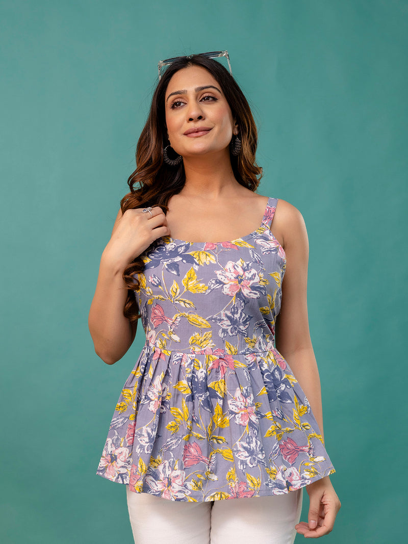 Strappy Peplum Top – Flattering Fit, All-Day Comfort, Sizes XS–XXL.