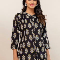 Elegant Mandarin Collar Printed Tunic – Stylish & Comfortable, Sizes