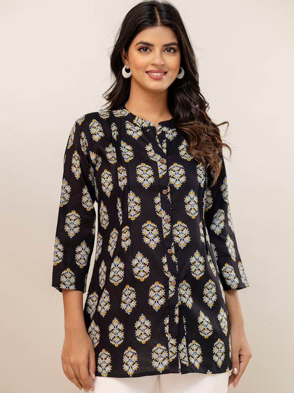 Elegant Mandarin Collar Printed Tunic – Stylish & Comfortable, Sizes