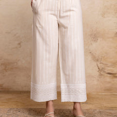 Women’s Cotton Embroidered Wide-Leg Palazzos | Soft, Breathable & Elegant