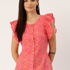 Elegant Puff Sleeve Buttoned Cotton Shirt for Women - Stylish & Comfortable