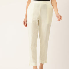 Cotton Pants - Double Pockets, Adjustable Waist, and Ankle-Length Fit