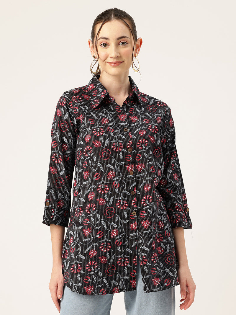 Versatile Collared top with 3/4 Sleeves for Women – Elegant & Casual