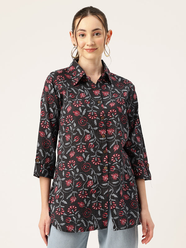 Versatile Collared top with 3/4 Sleeves for Women – Elegant & Casual