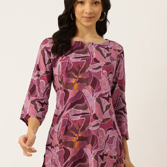 3/4 Sleeve Round Neck Vcut top Magenta1 Colour