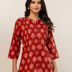 Elegant Mandarin Collar Printed Tunic – Stylish & Comfortable, Sizes