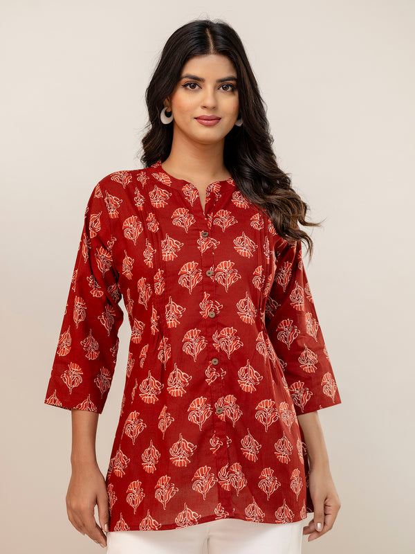 Elegant Mandarin Collar Printed Tunic – Stylish & Comfortable, Sizes
